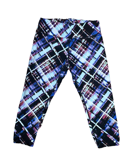 Athletic Capris By Calvin Klein In Black & Blue, Size:M