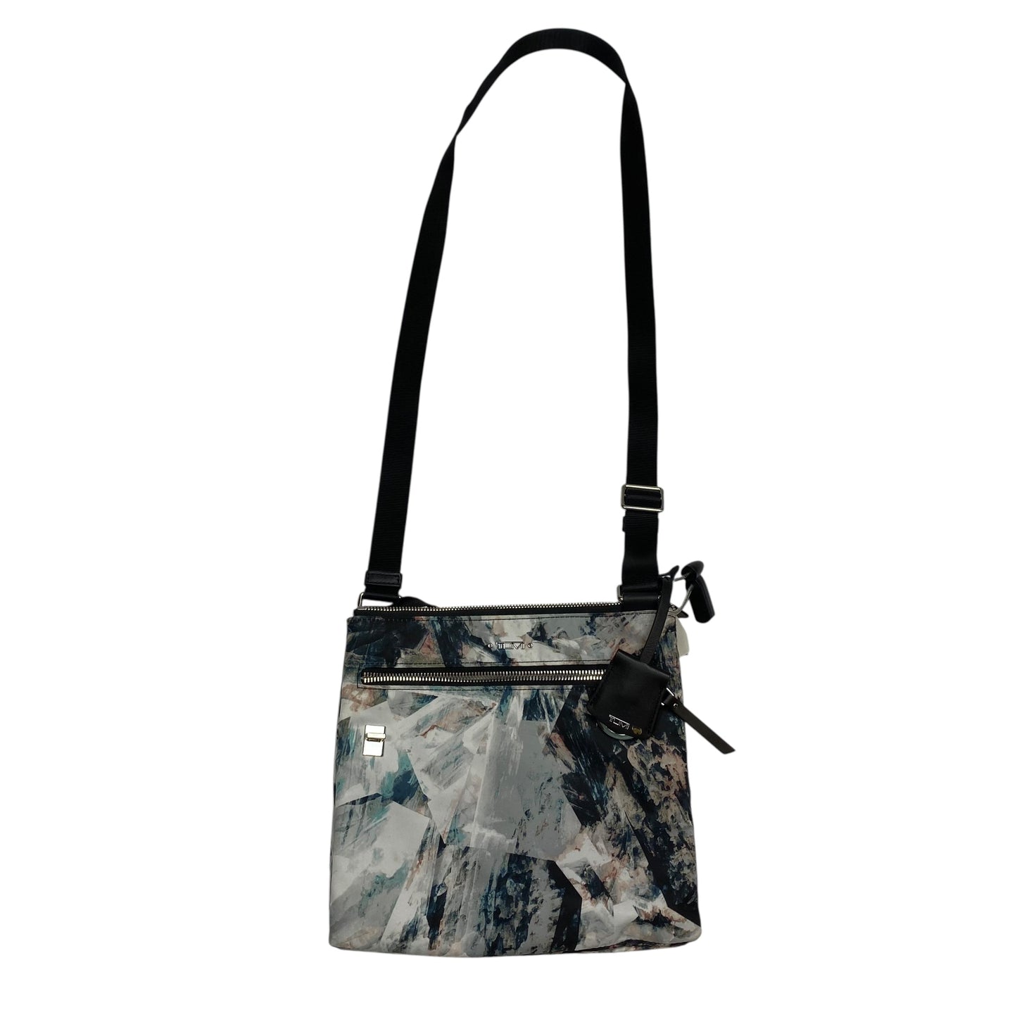 Crossbody Designer By Tumi In Grey & White, Size:Medium