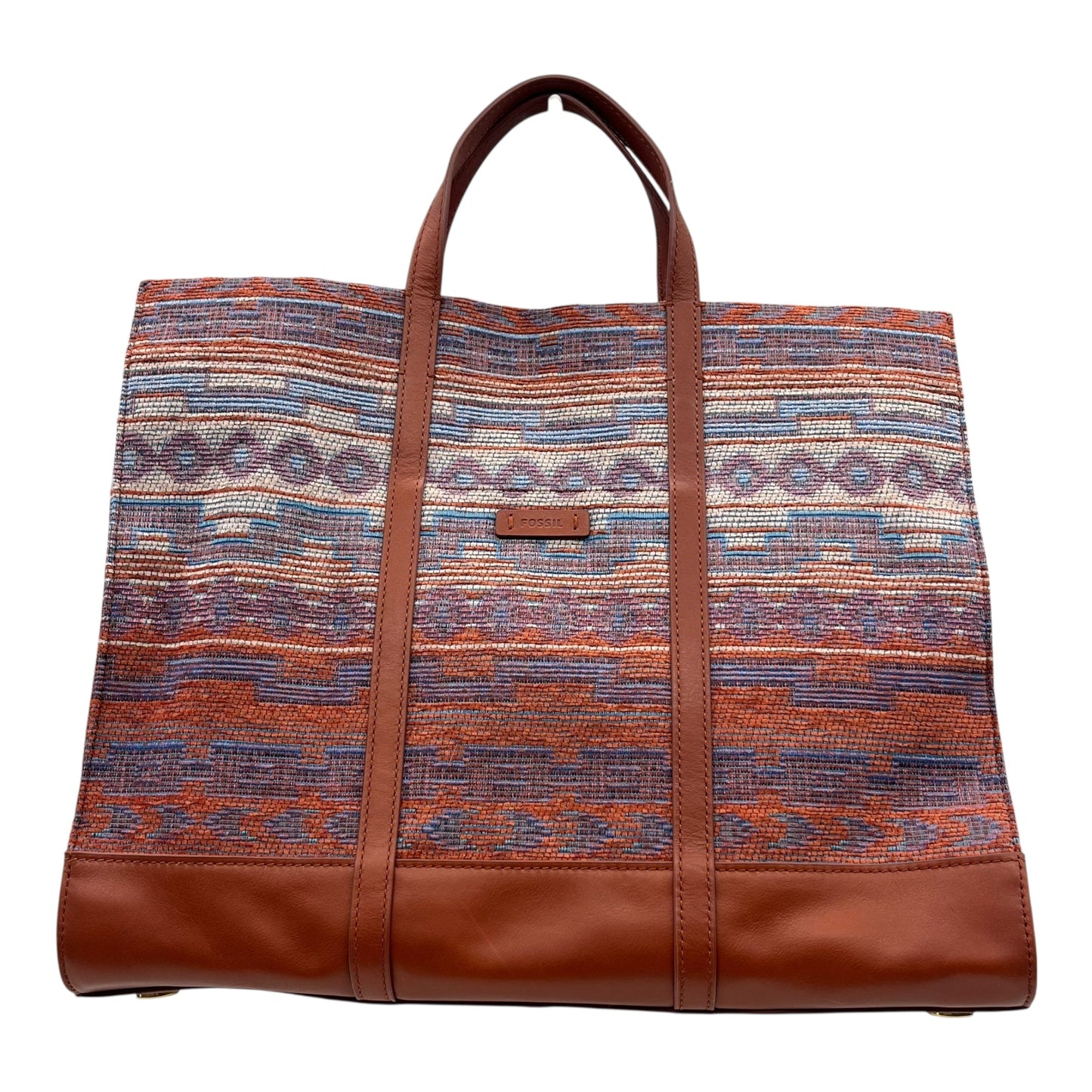 Handbag By Fossil In Blue & Red, Size:Large