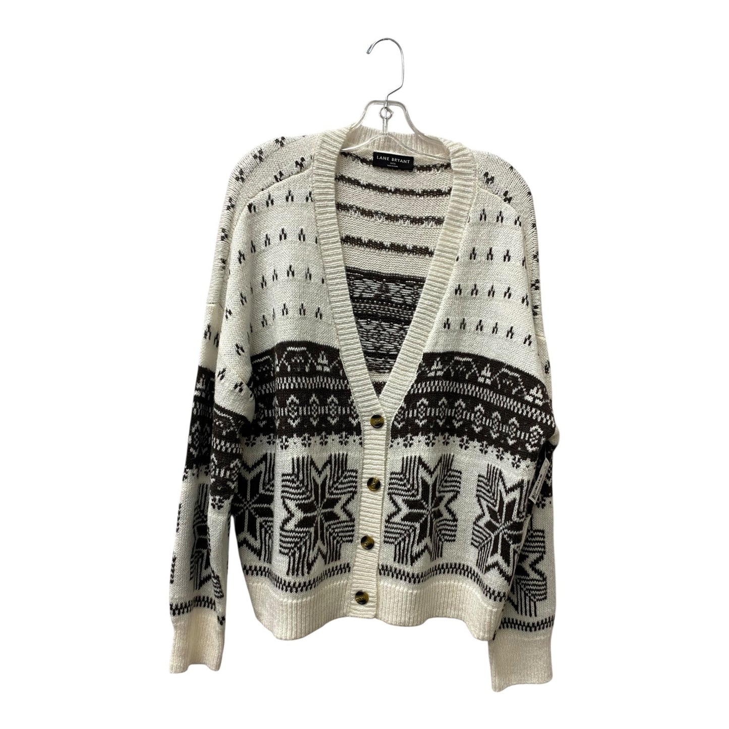 Sweater Cardigan By Lane Bryant In White, Size:1X
