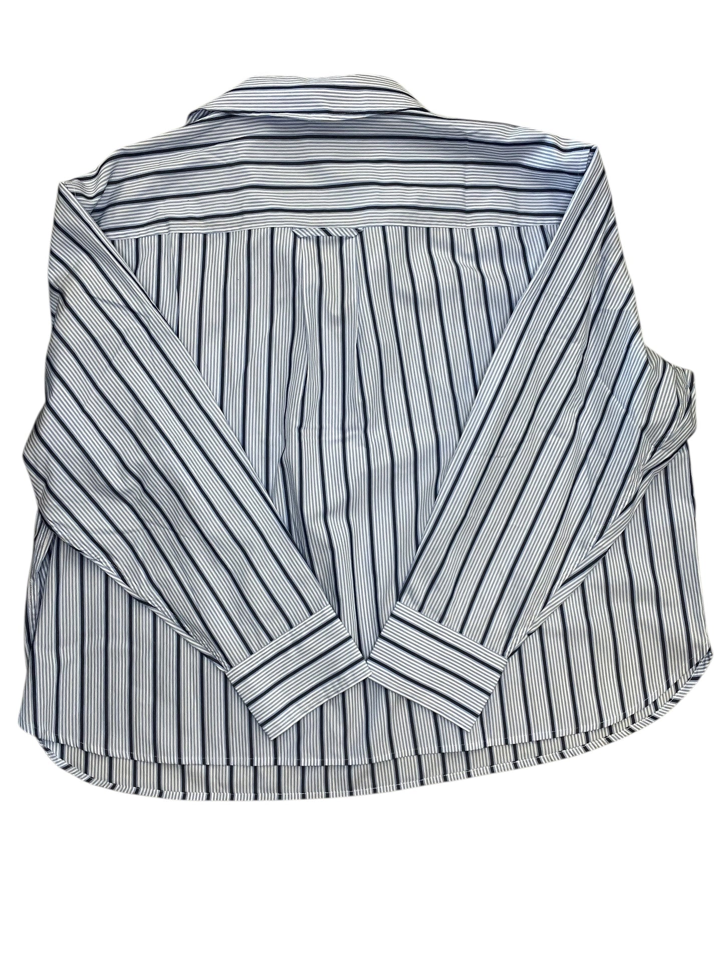 Blouse Ls By Talbots In Blue & White, Size:2X