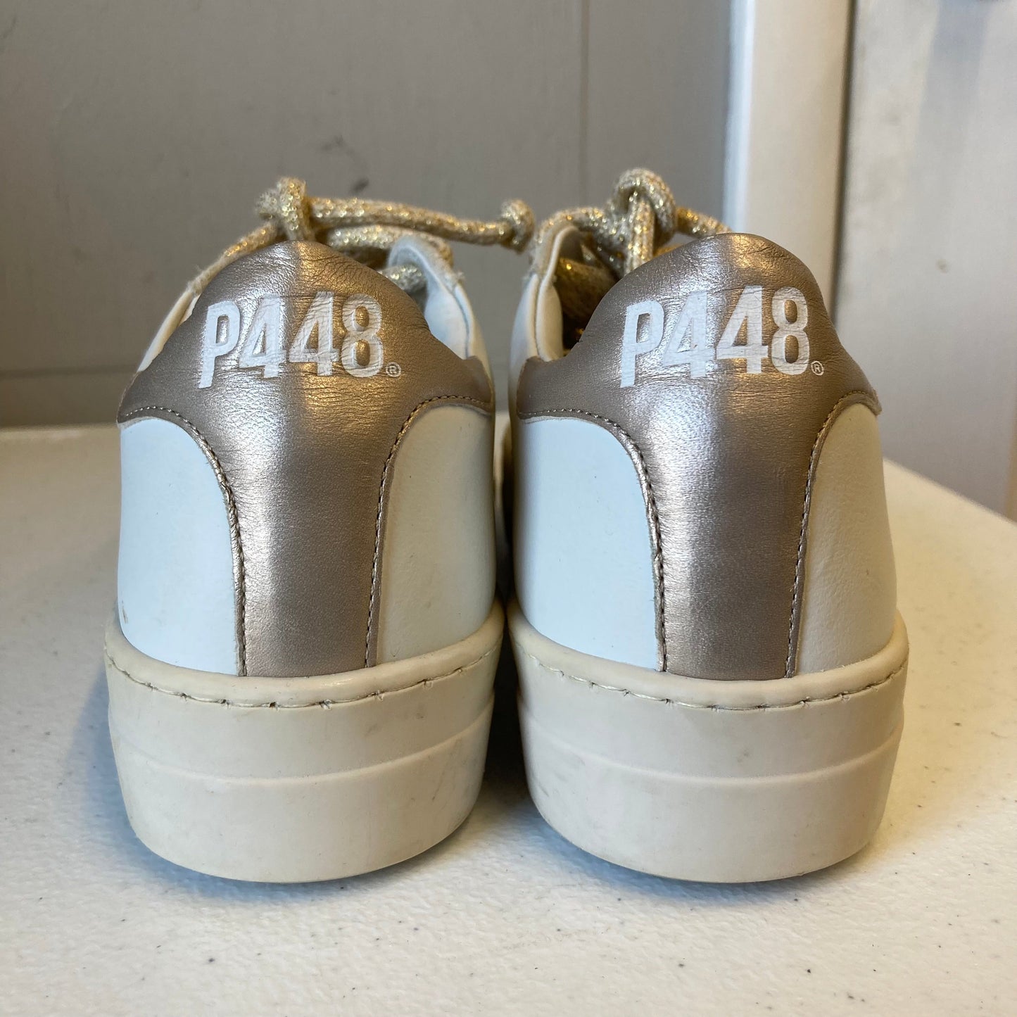 Shoes Sneakers By P448 In Tan & White, Size:5