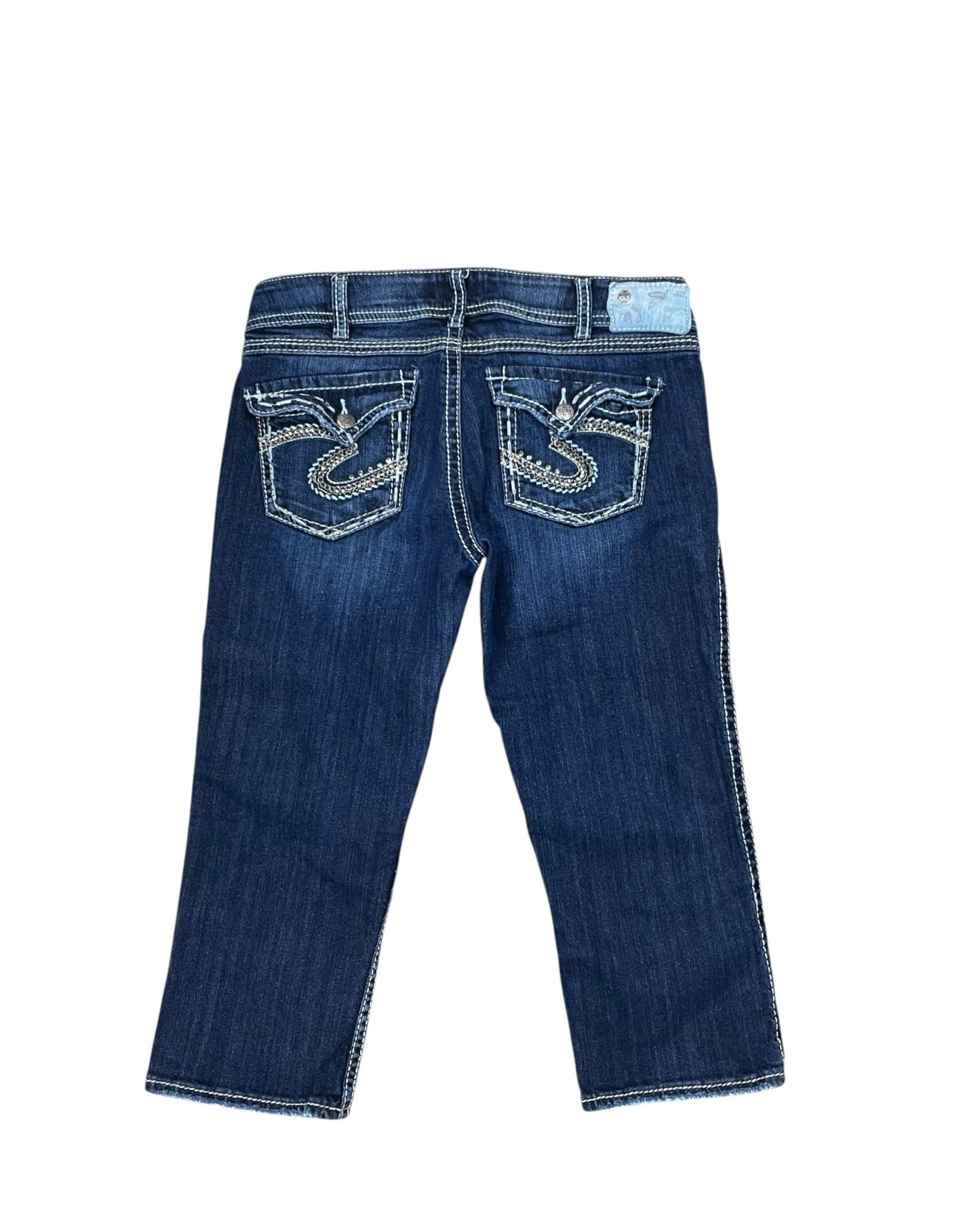 Jeans Cropped By Silver In Blue Denim, Size:10