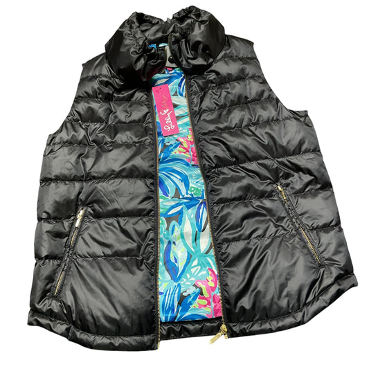 Vest Puffer & Quilted By Lilly Pulitzer In Black & Blue, Size:L