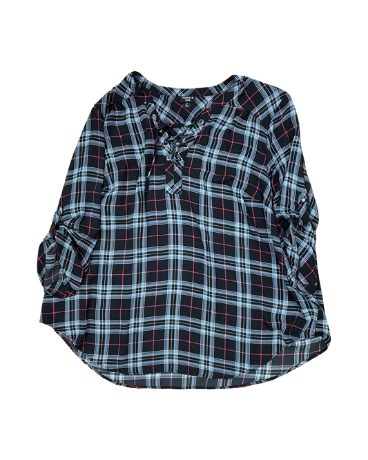 Top 3/4 Sleeve By Torrid In Black & Blue, Size:3X