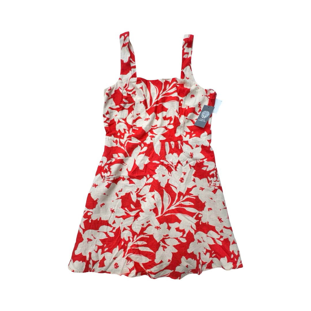Dress Casual Midi By Vince Camuto In Red & Tan, Size:L