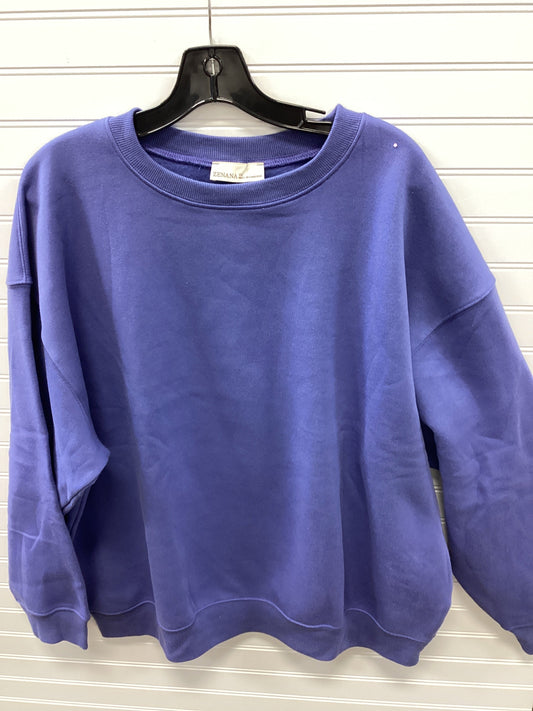 Sweatshirt Crewneck By Zenana Outfitters In Blue, Size:2X