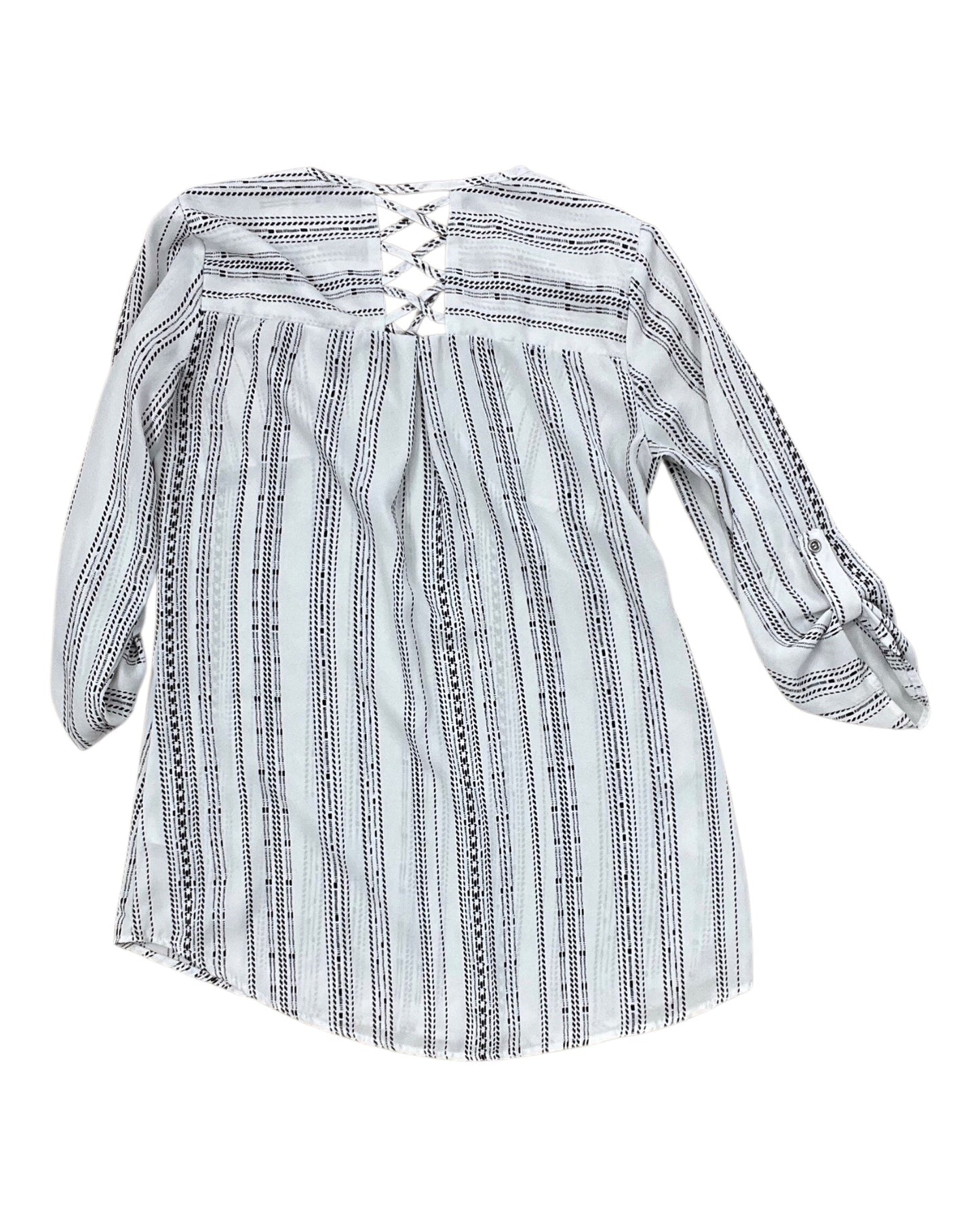 Top 3/4 Sleeve By Maurices In Black & White, Size:L