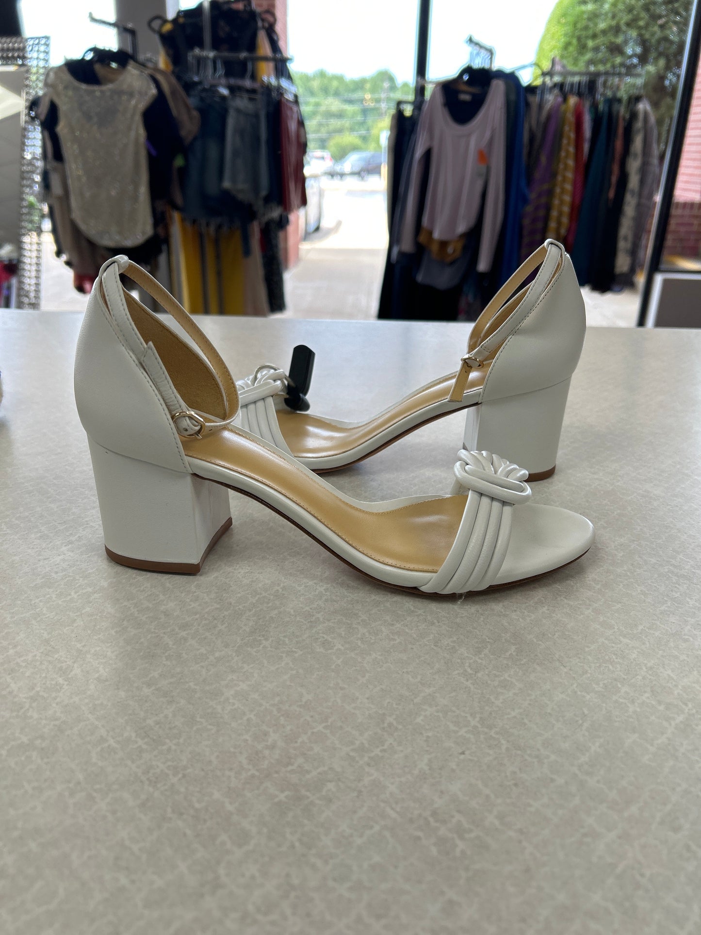 Sandals Heels Block By Alexandre Birman In White, Size:9