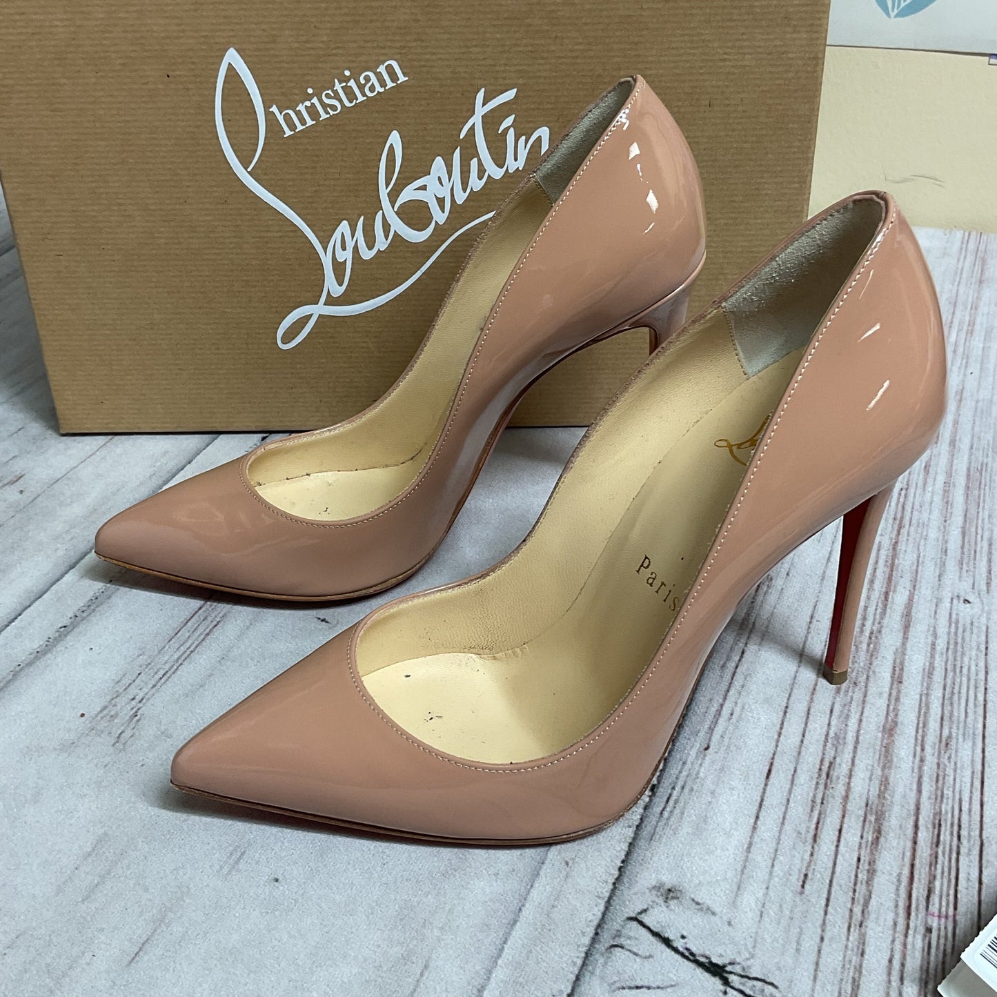 Shoes Luxury Designer By Christian Louboutin In Tan, Size:35.5