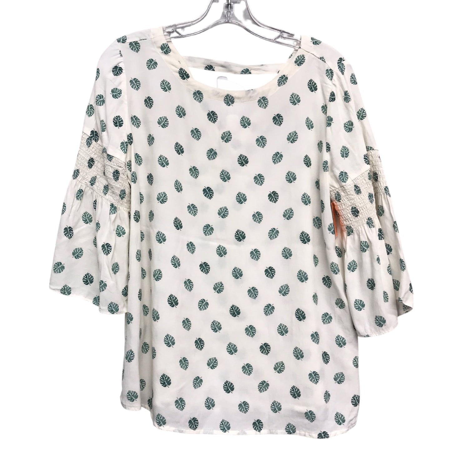 Top 3/4 Sleeve By Loft In Cream & Green, Size:S