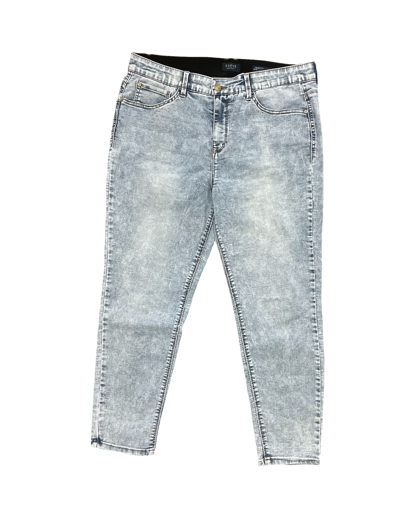 Jeans Straight By Curve Appeal In Blue Denim, Size:14