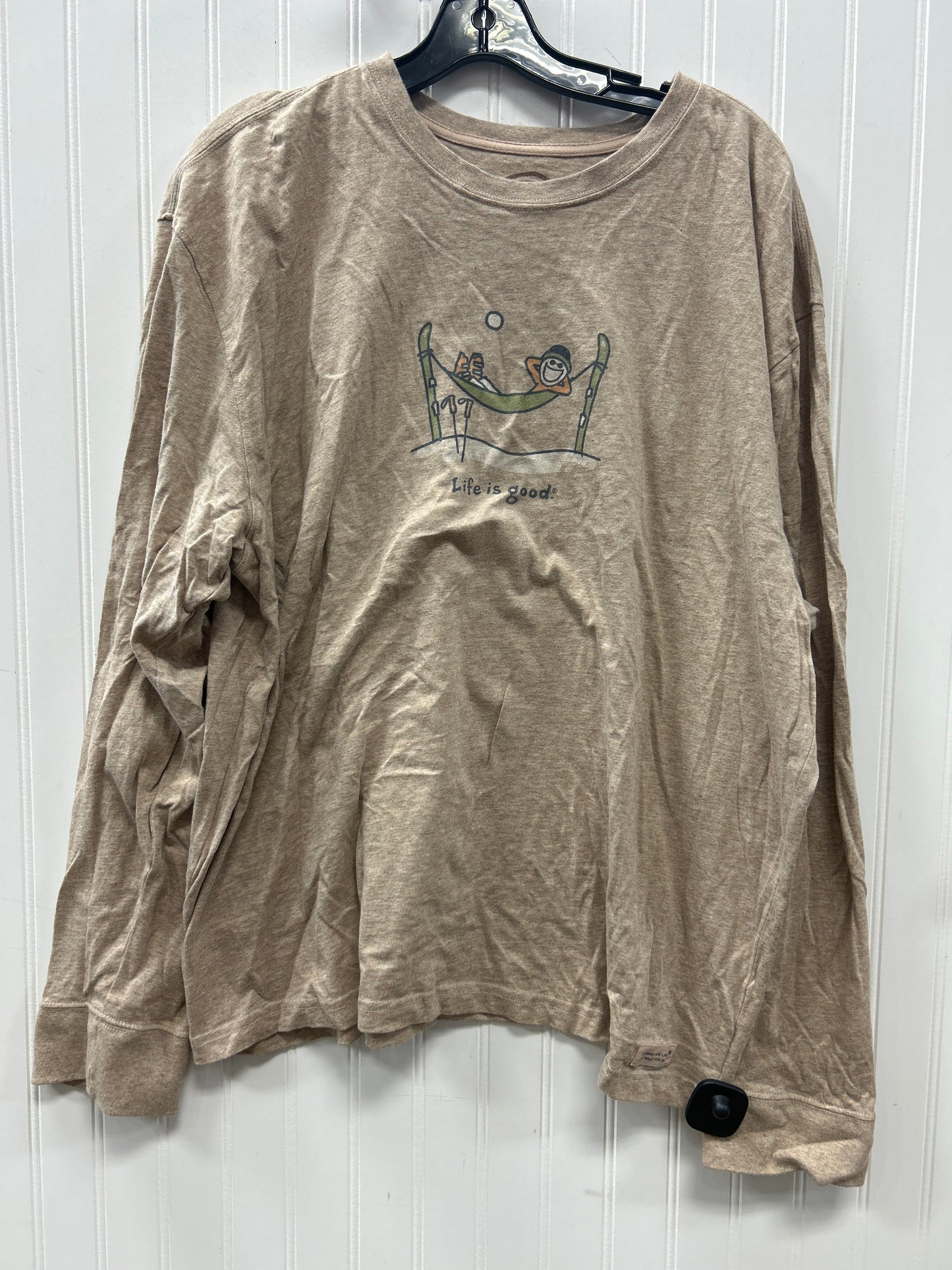 Top Ls By Life Is Good In Tan, Size:1X