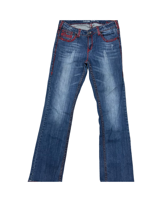Jeans Boot Cut By Clothes Mentor In Blue & Red, Size:10