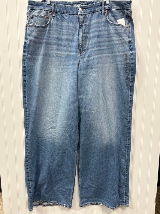 Jeans Wide Leg By American Eagle In Blue Denim, Size:20