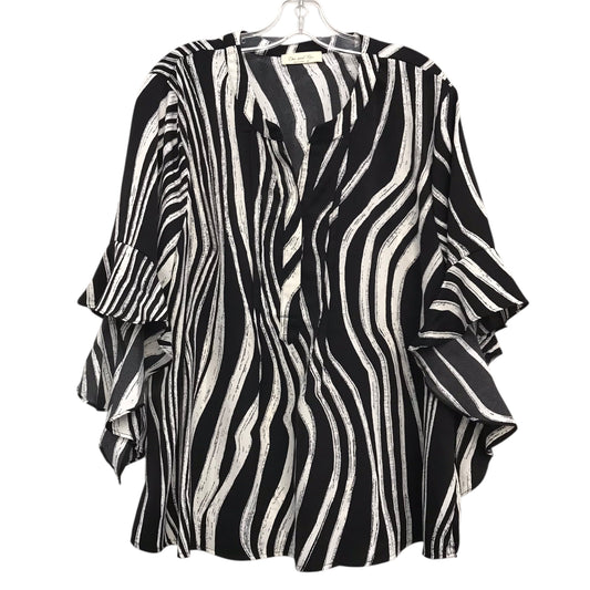 Top 3/4 Sleeve By Doe & Rae In Black & White, Size:3X