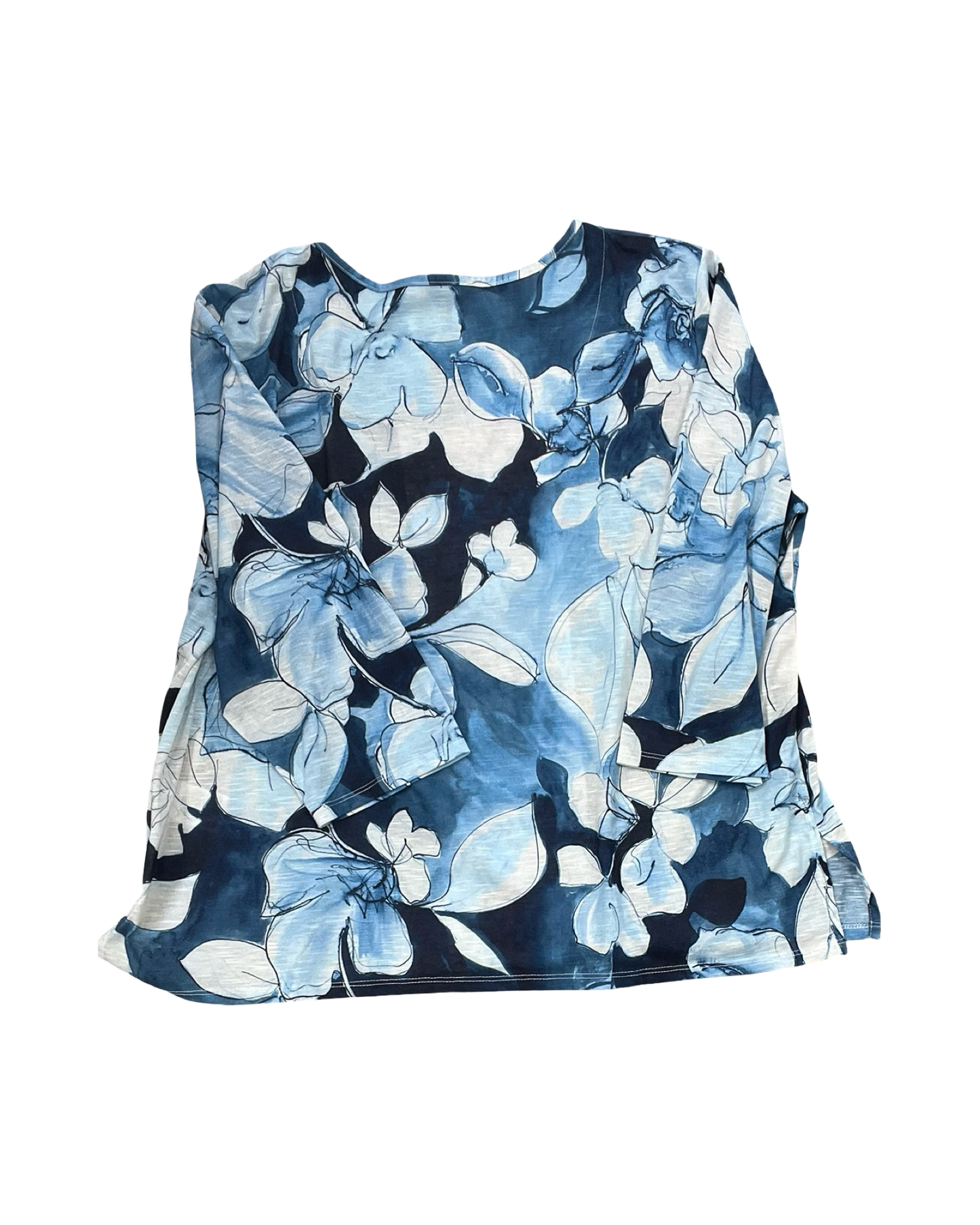 Top 3/4 Sleeve By Alfred Dunner In Blue & White, Size:Xl