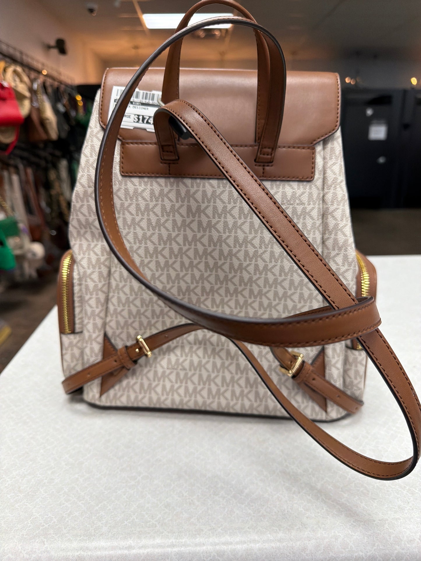 Backpack Designer By Michael Kors In Tan, Size:Large