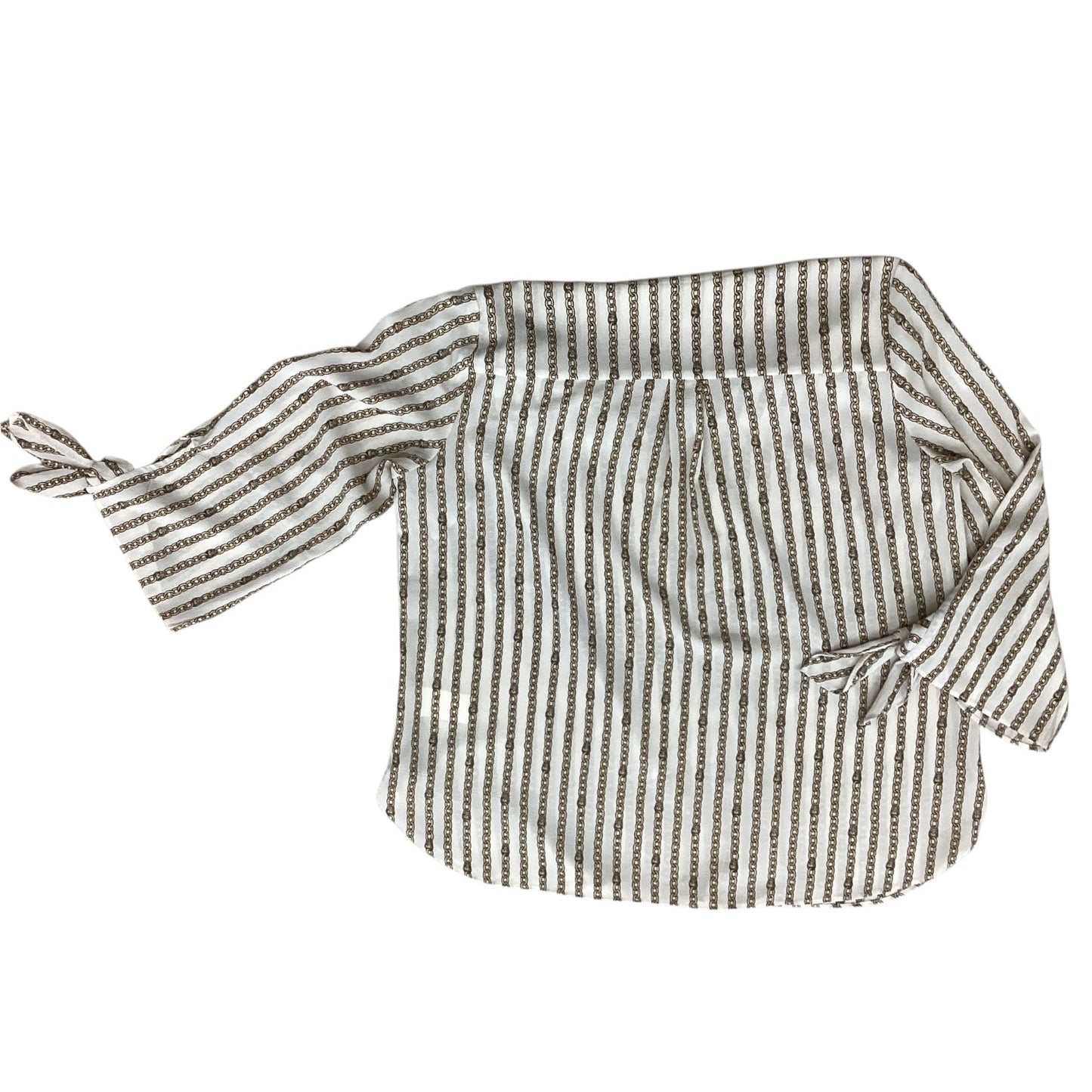 Blouse 3/4 Sleeve By Michael By Michael Kors In Gold & Tan, Size:L