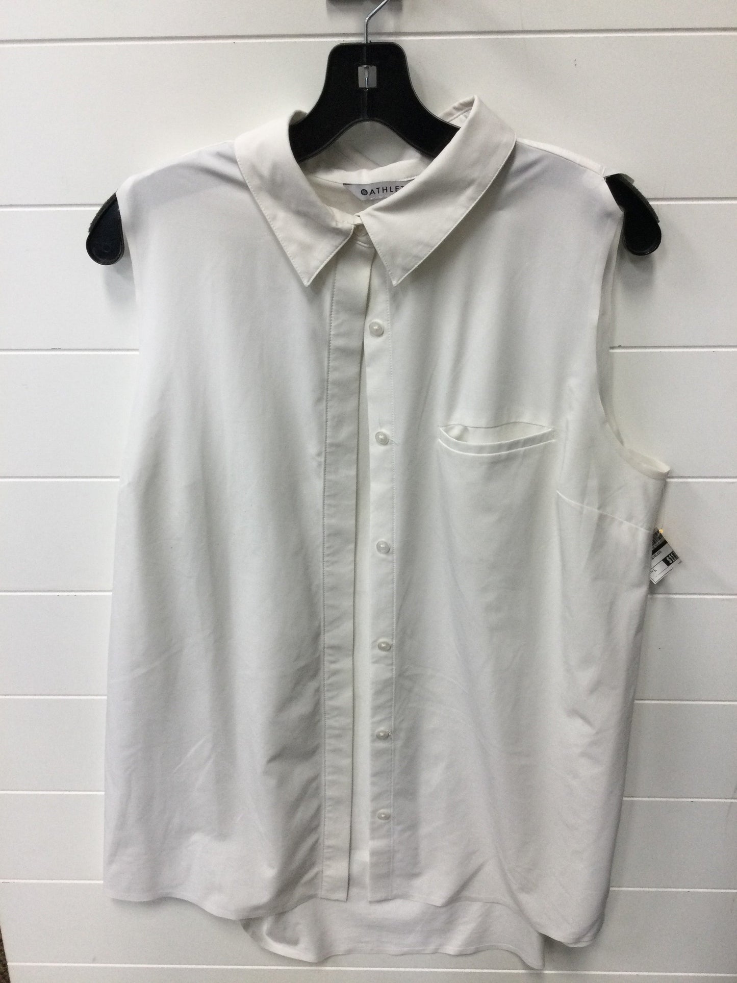 Top Sleeveless By Athleta In White, Size:L