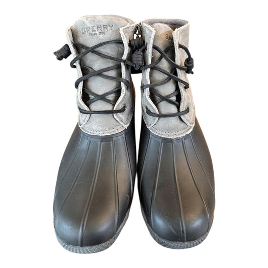 Boots Ankle Flats By Sperry In Grey & Black, Size:7.5
