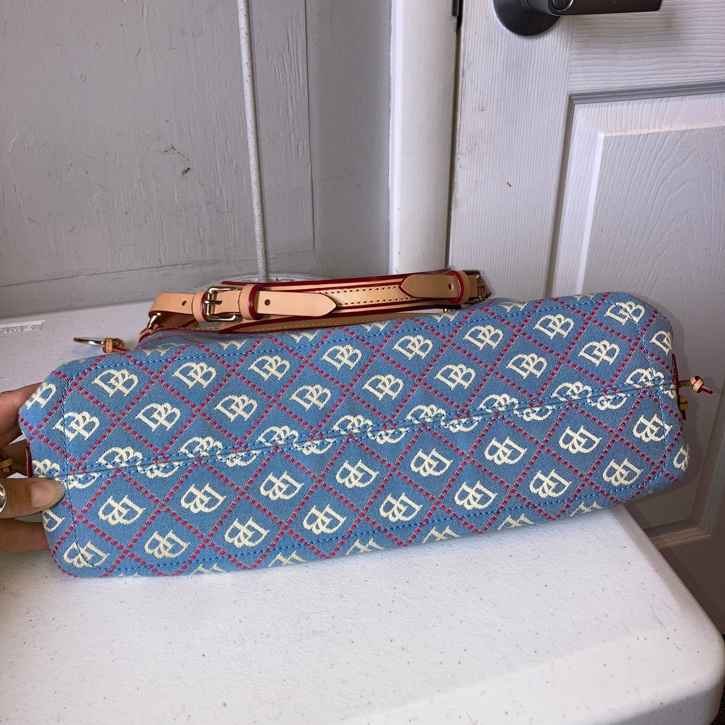 Handbag Designer By Dooney And Bourke In Blue, Size:Medium