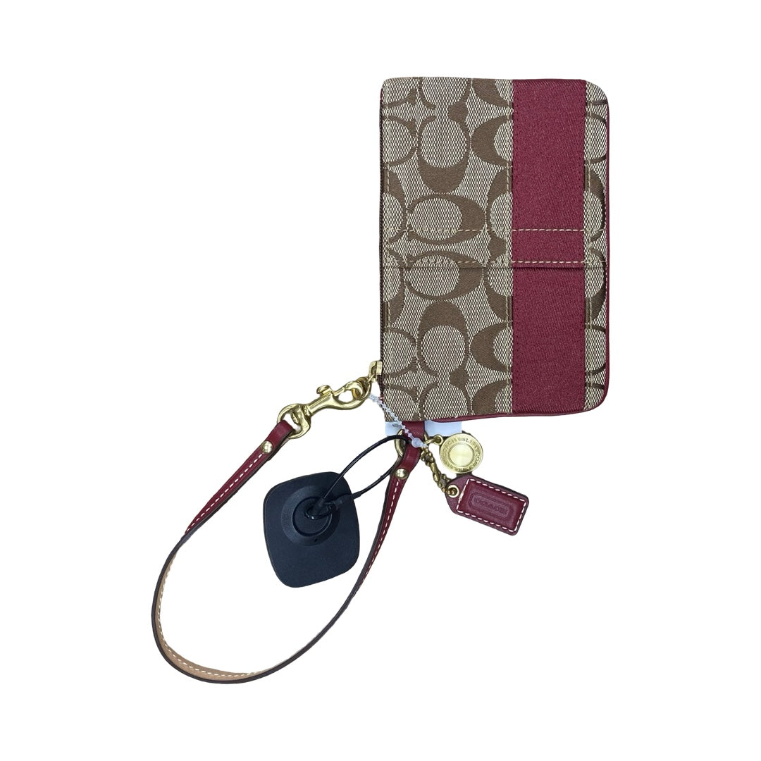 Wristlet Designer By Coach In Brown & Red, Size:Small