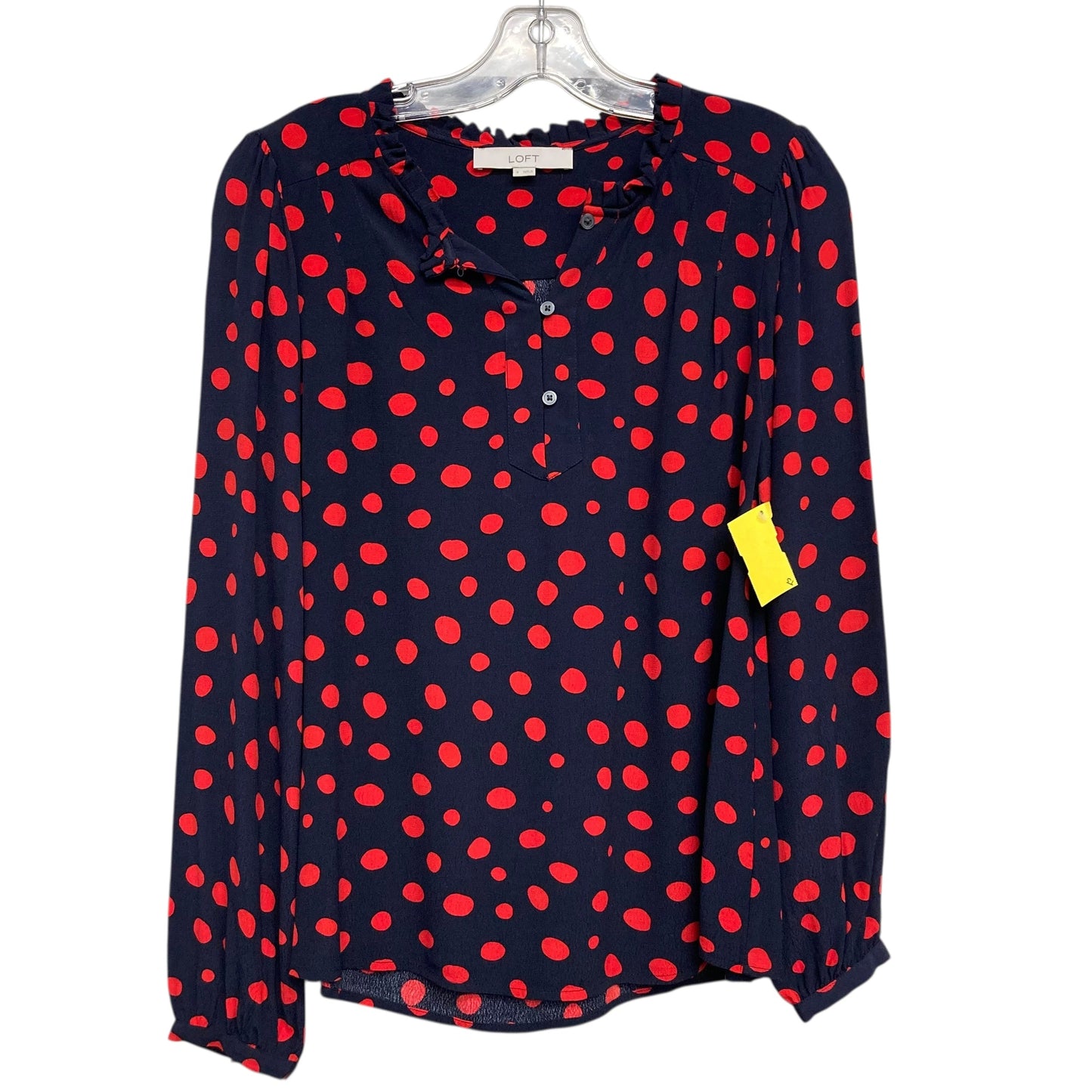 Blouse Ls By Loft In Polkadot Pattern, Size:S