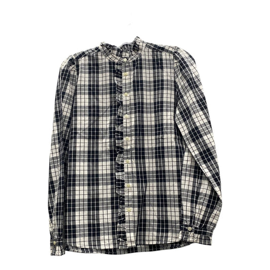 Blouse Ls By Loft In Black & White, Size:Xs