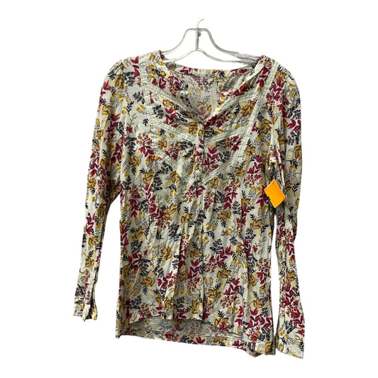 Top Ls By Loft In Cream & Pink, Size:M
