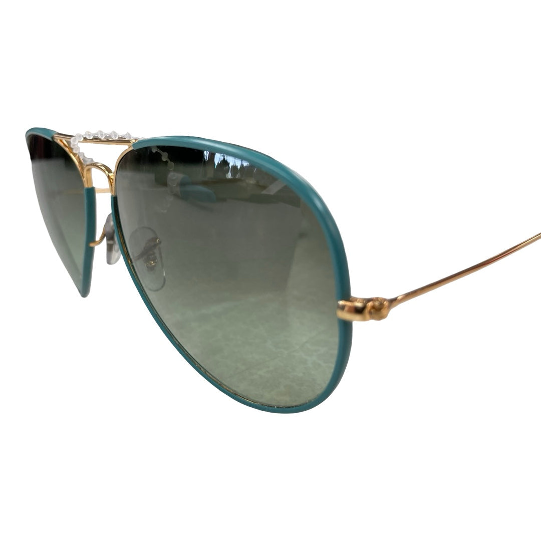 Sunglasses Designer By Ray Ban In Blue & Gold