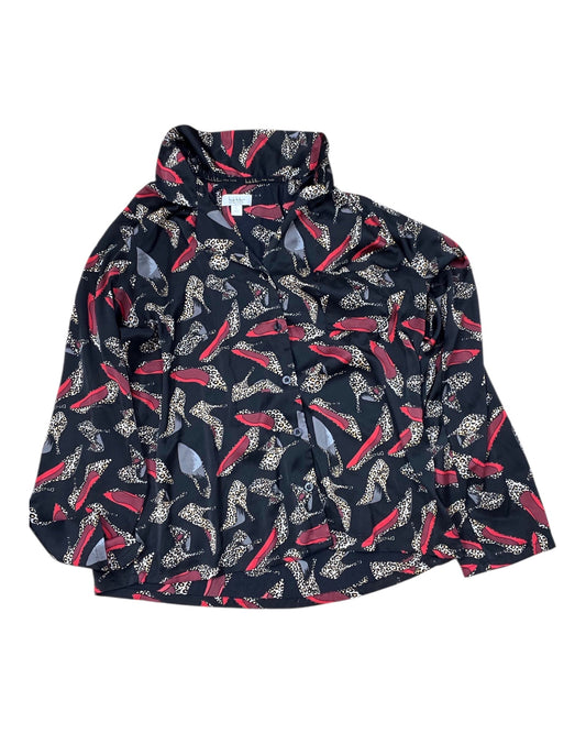 Blouse Ls By Nicole Miller In Black & Red, Size:L