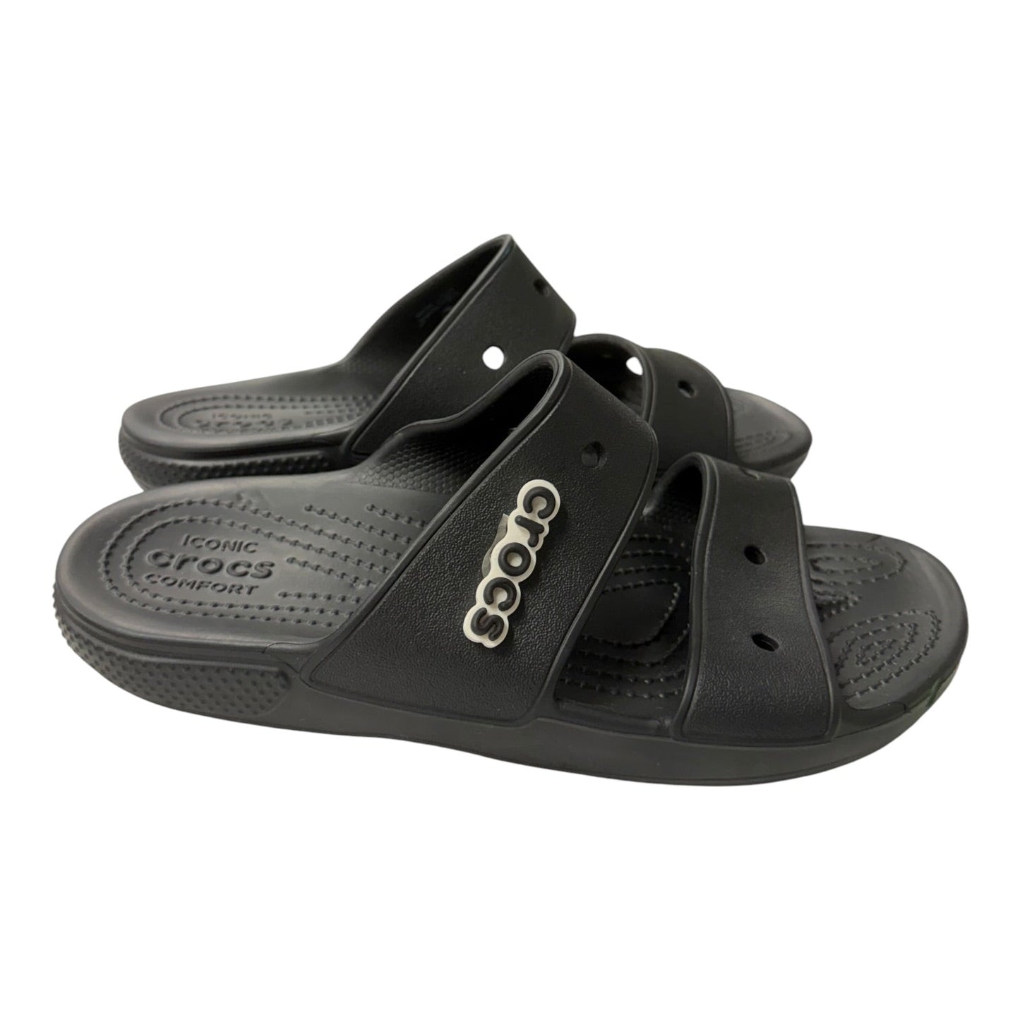Sandals Flats By Crocs In Black, Size:7