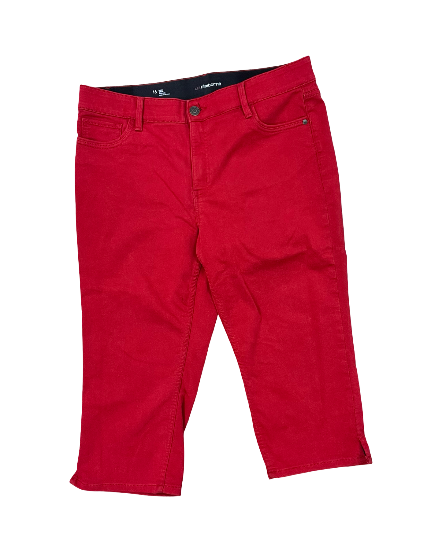 Jeans Cropped By Liz Claiborne In Red Denim, Size:16