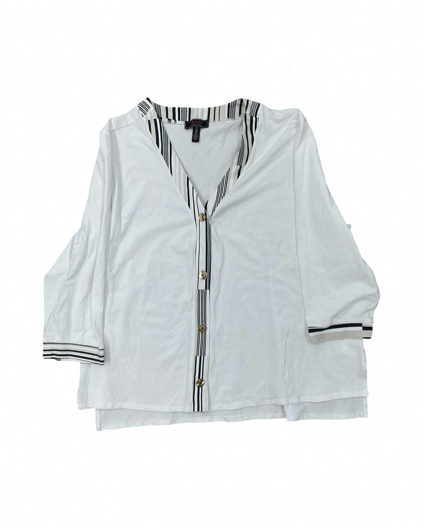 Blouse Ls By C Wonder In White, Size:3X