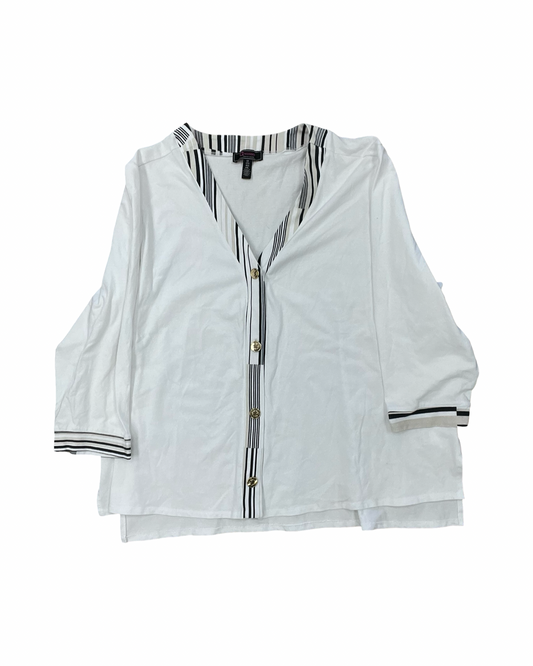 Blouse Ls By C Wonder In White, Size:3X