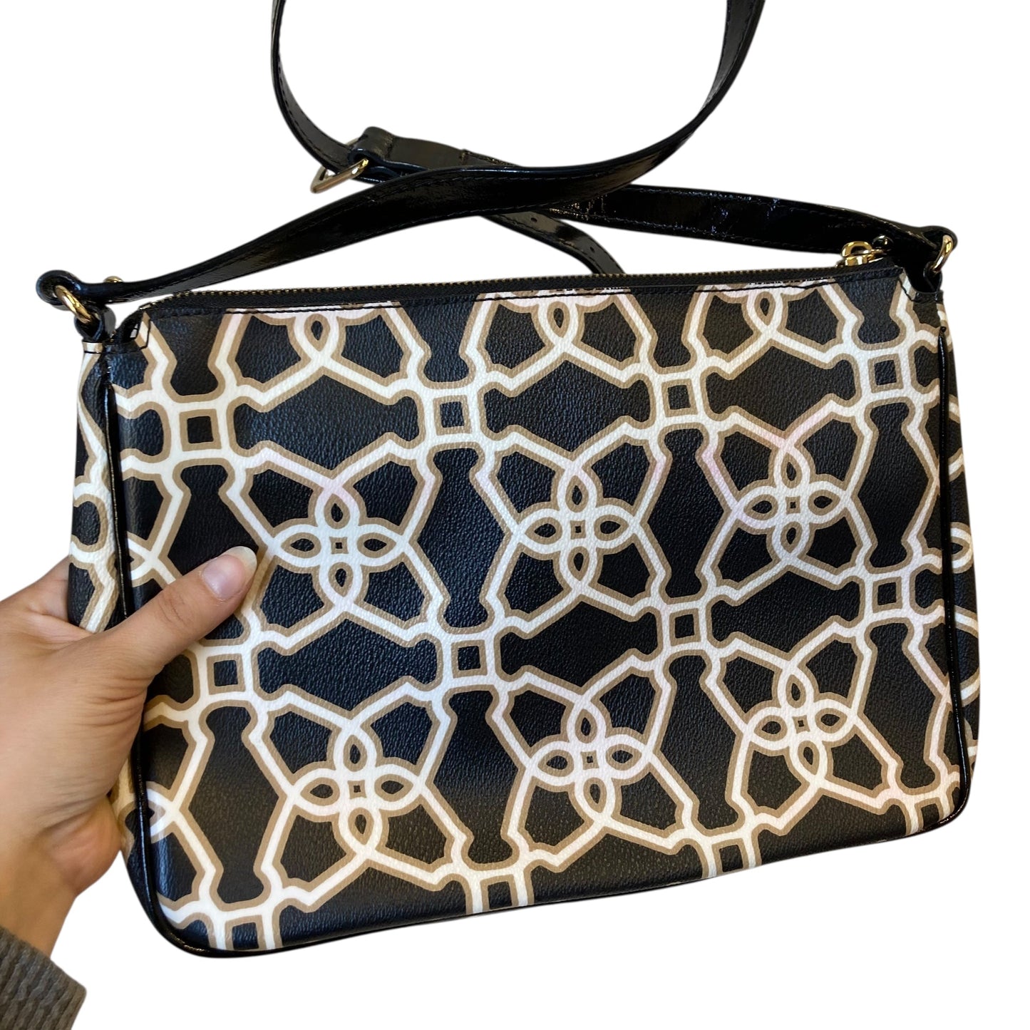 Crossbody Designer By Kate Spade In Black & Cream, Size:Medium