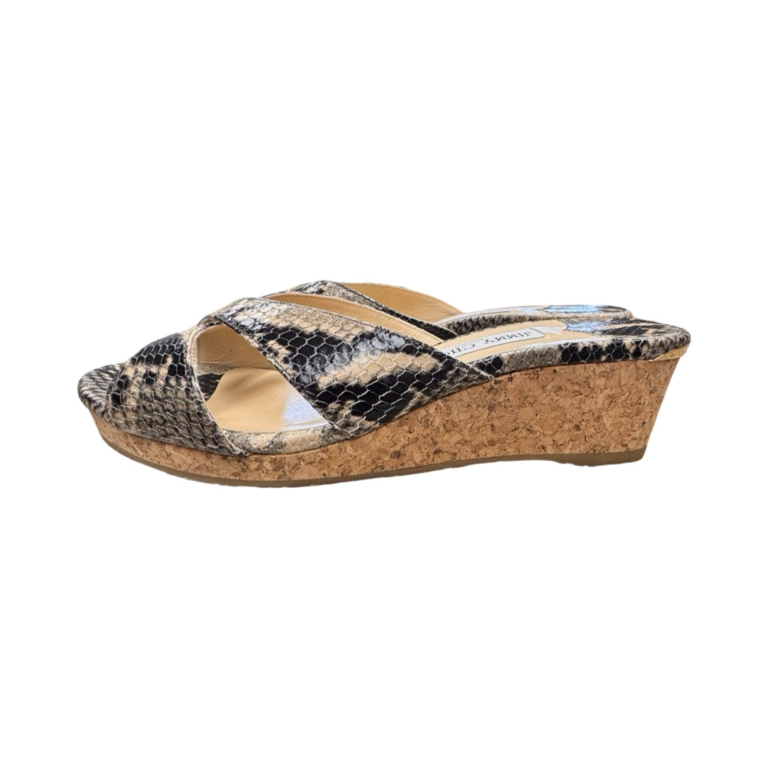 Sandals Luxury Designer By Jimmy Choo In Animal Print, Size:9 (EU39.5)