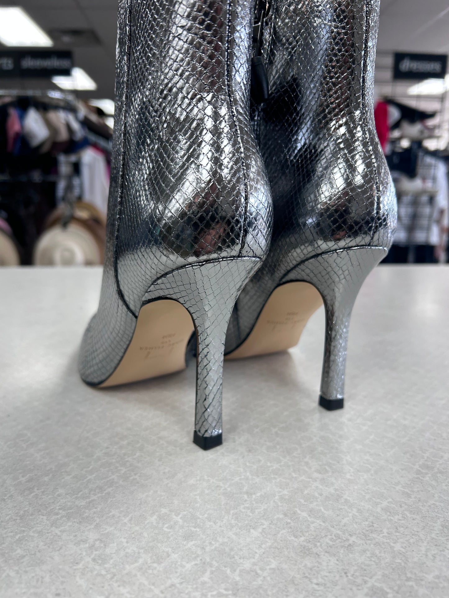 Boots Ankle Heels By Marc Fisher In Silver, Size:7.5