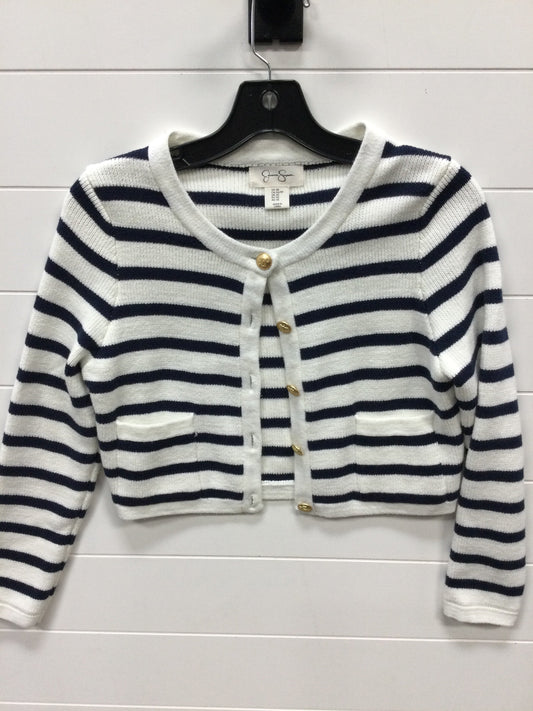 Sweater Cardigan By Jessica Simpson In Blue & White, Size:Xs