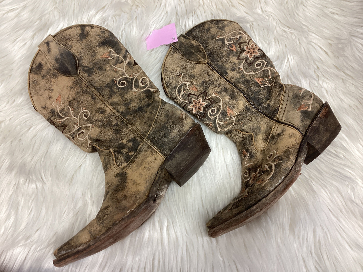 Boots Mid-Calf Flats By Clothes Mentor In Brown, Size:8.5