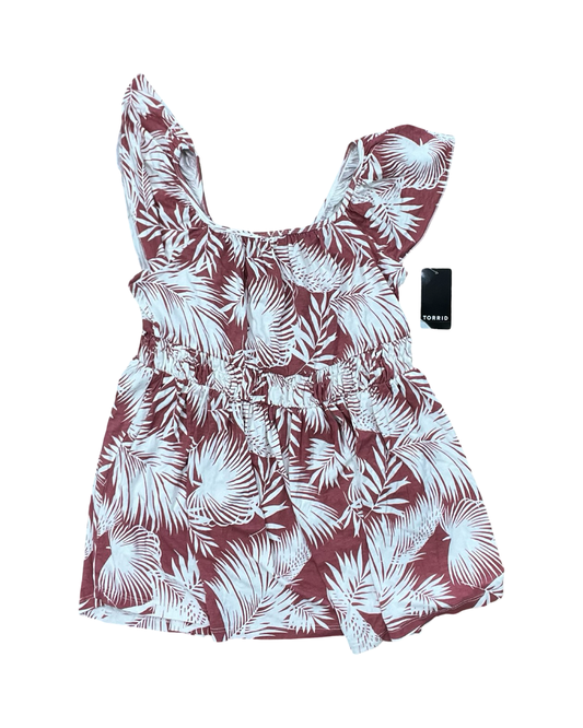 Top Sleeveless By Torrid In Cream & Red, Size:M