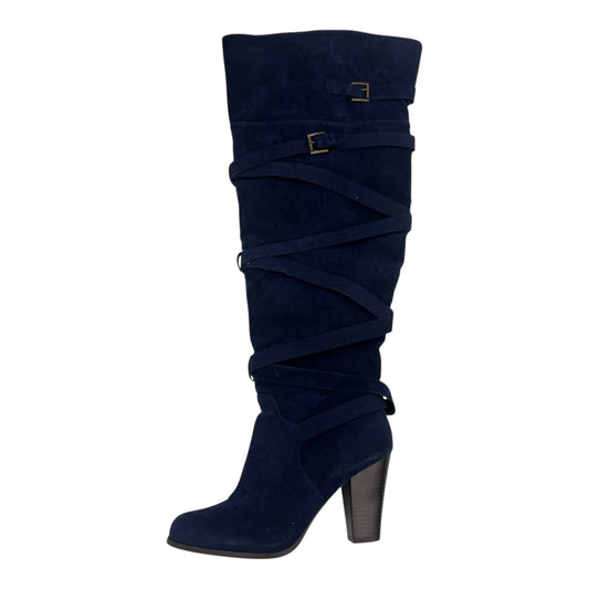 Boots Knee Heels By Shoedazzle In Navy, Size:11