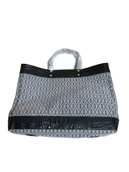 Tote Designer By Brahmin In Black & Grey, Size:Large