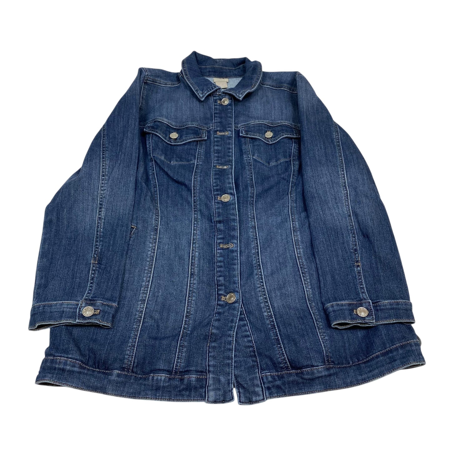 Jacket Denim By Chicos In Blue Denim, Size:Mp