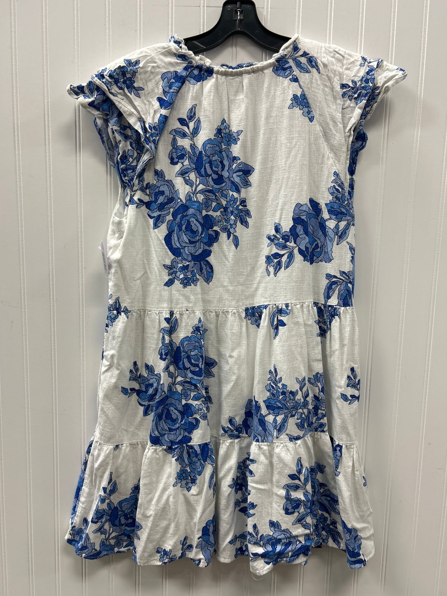Dress Casual Midi By Msk In Blue & White, Size:Xl