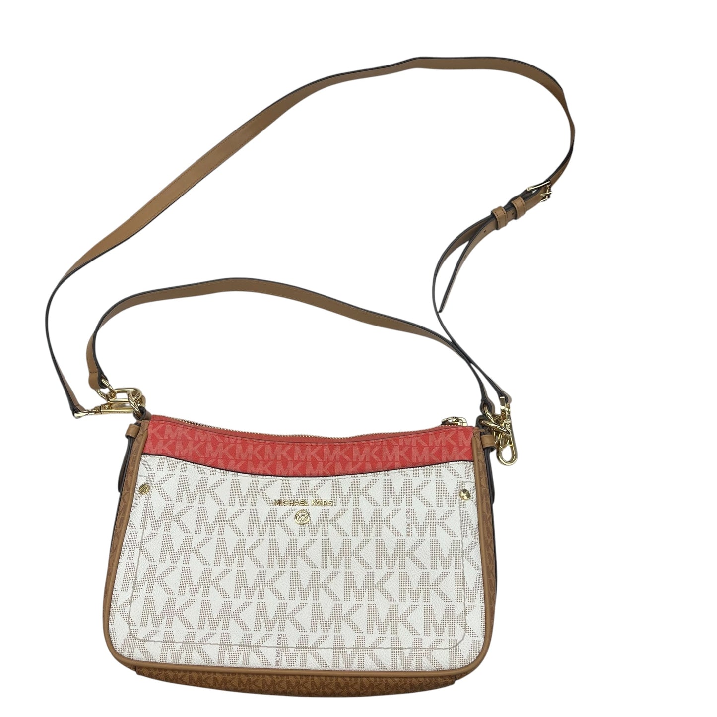 Crossbody Designer By Michael Kors In Cream & Tan, Size:Medium