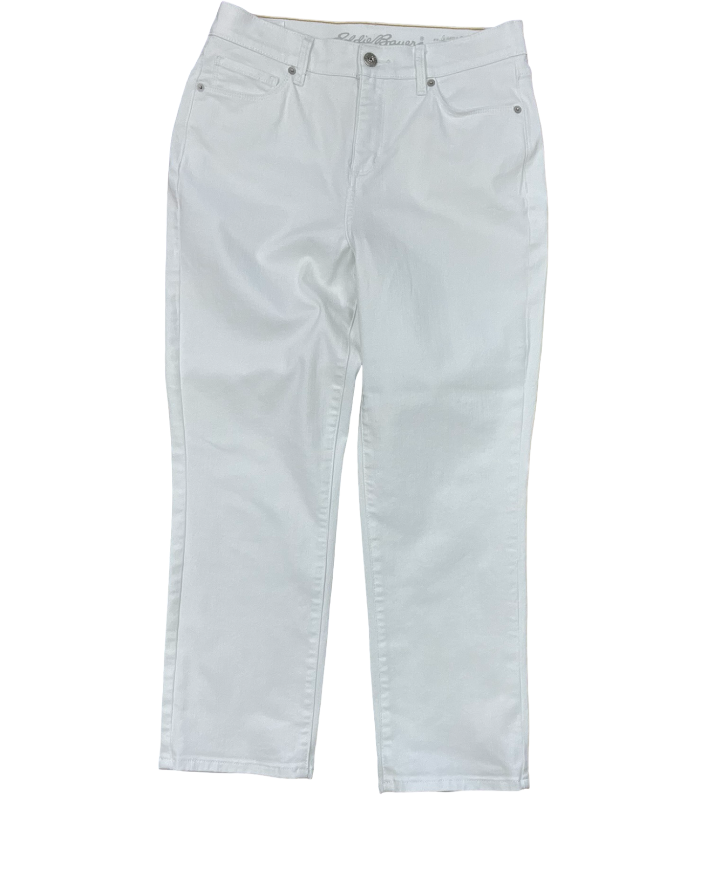 Jeans Cropped By Eddie Bauer In White Denim, Size:8