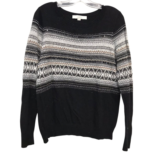 Sweater By Loft In Black & Grey, Size:M