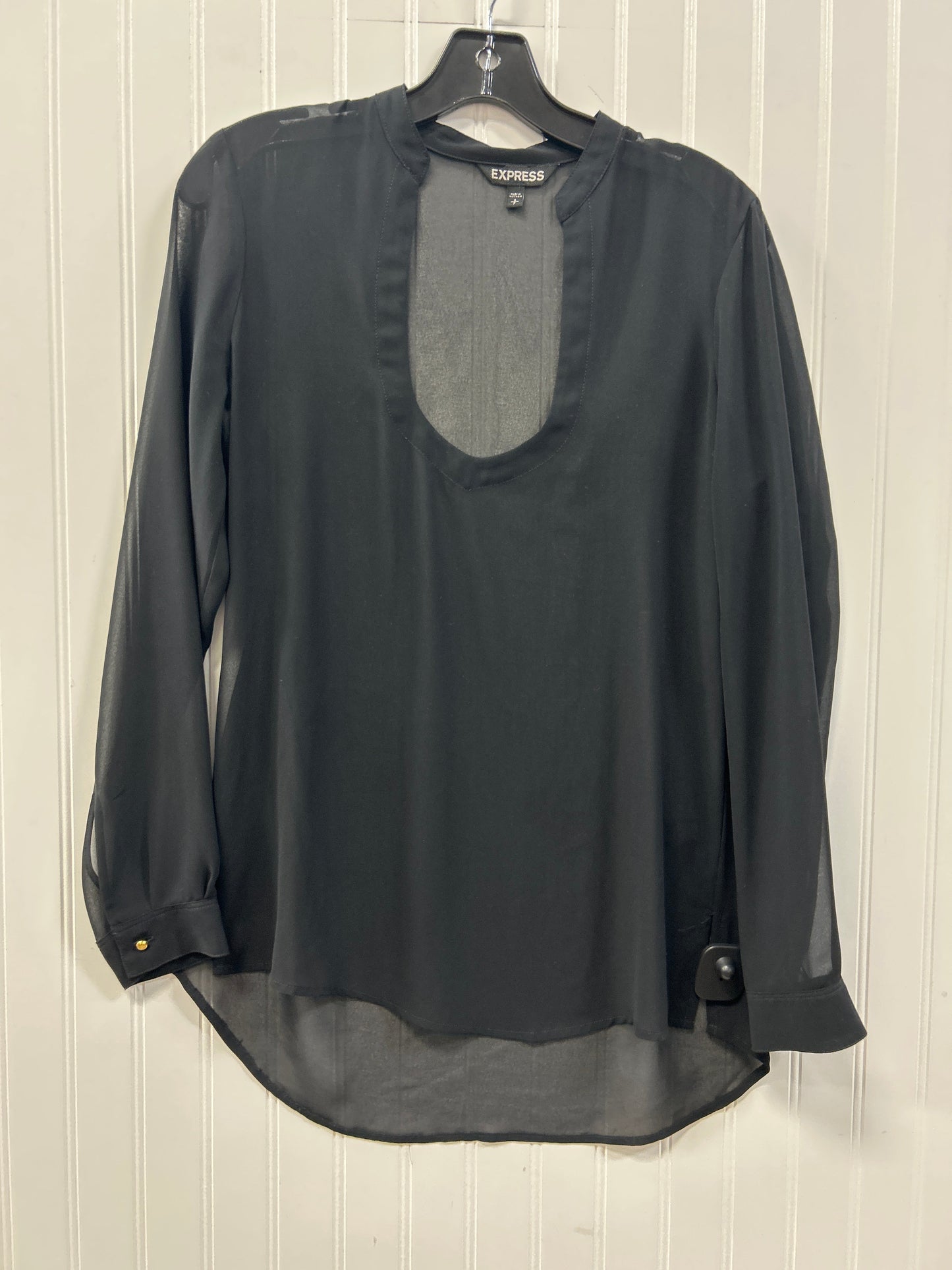 Blouse Ls By Express In Black, Size:S